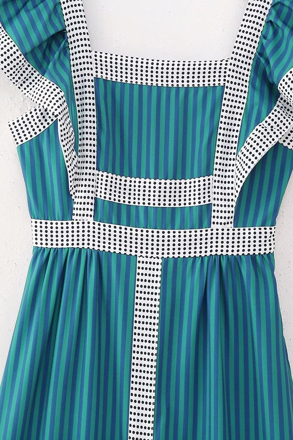 Blair Contrast Sleeve Long Ruffle Dress