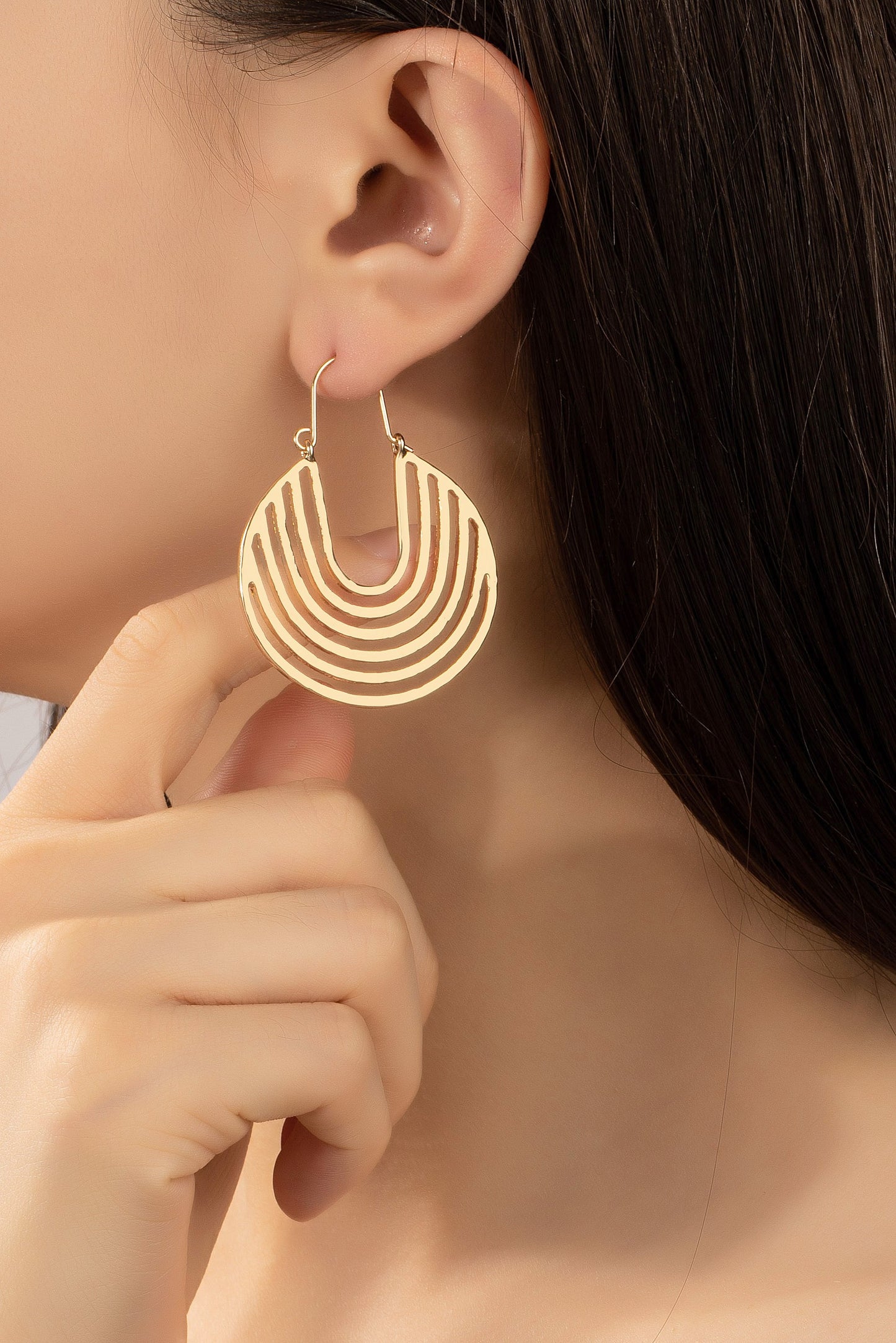CUTOUT DISK DROP EARRINGS