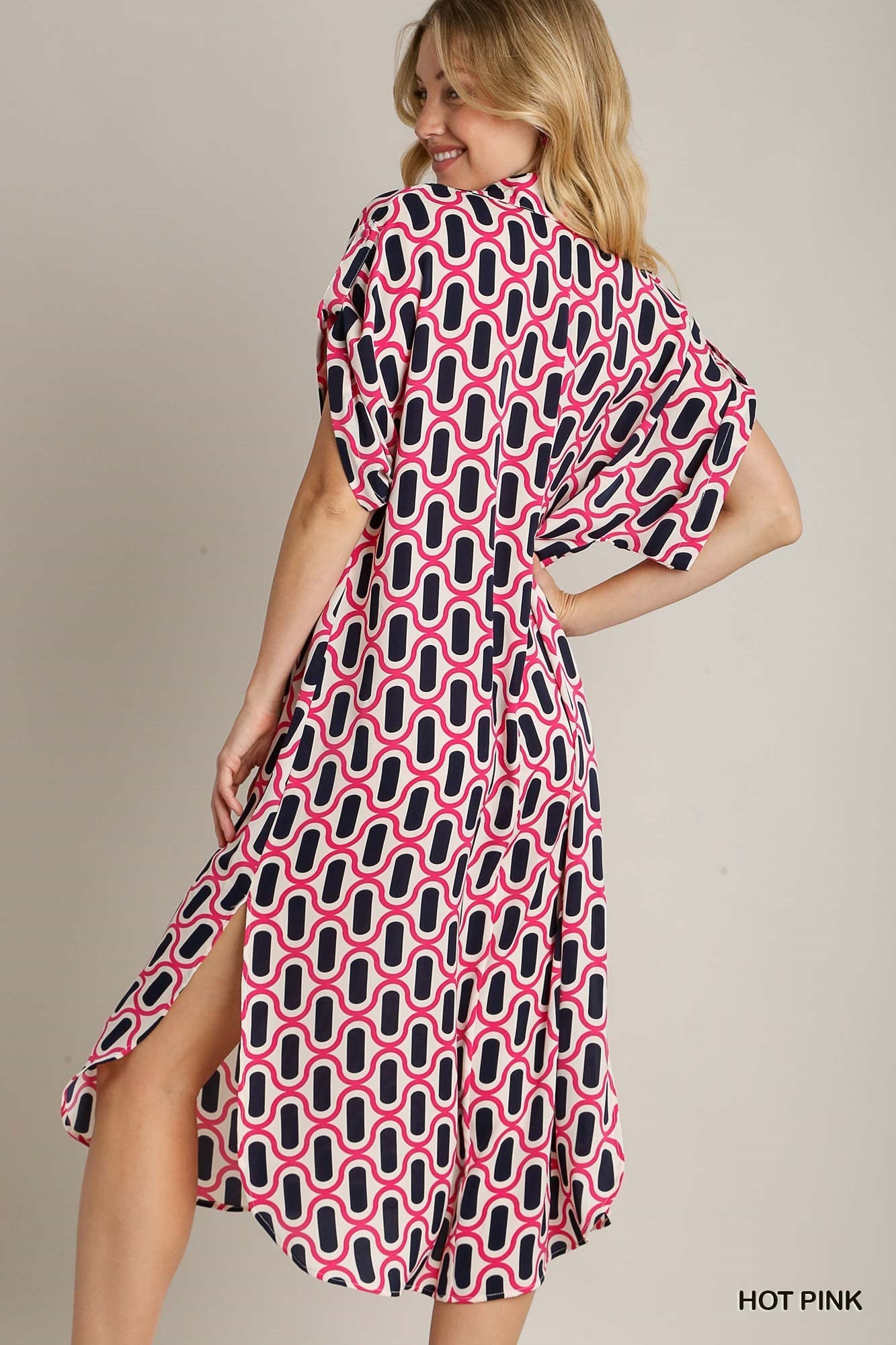 Geo Print Collared Dress