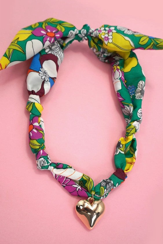 Green Handmade Scarf Charm Necklace A