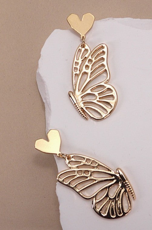 Heart Butterfly Symmetric Earrings