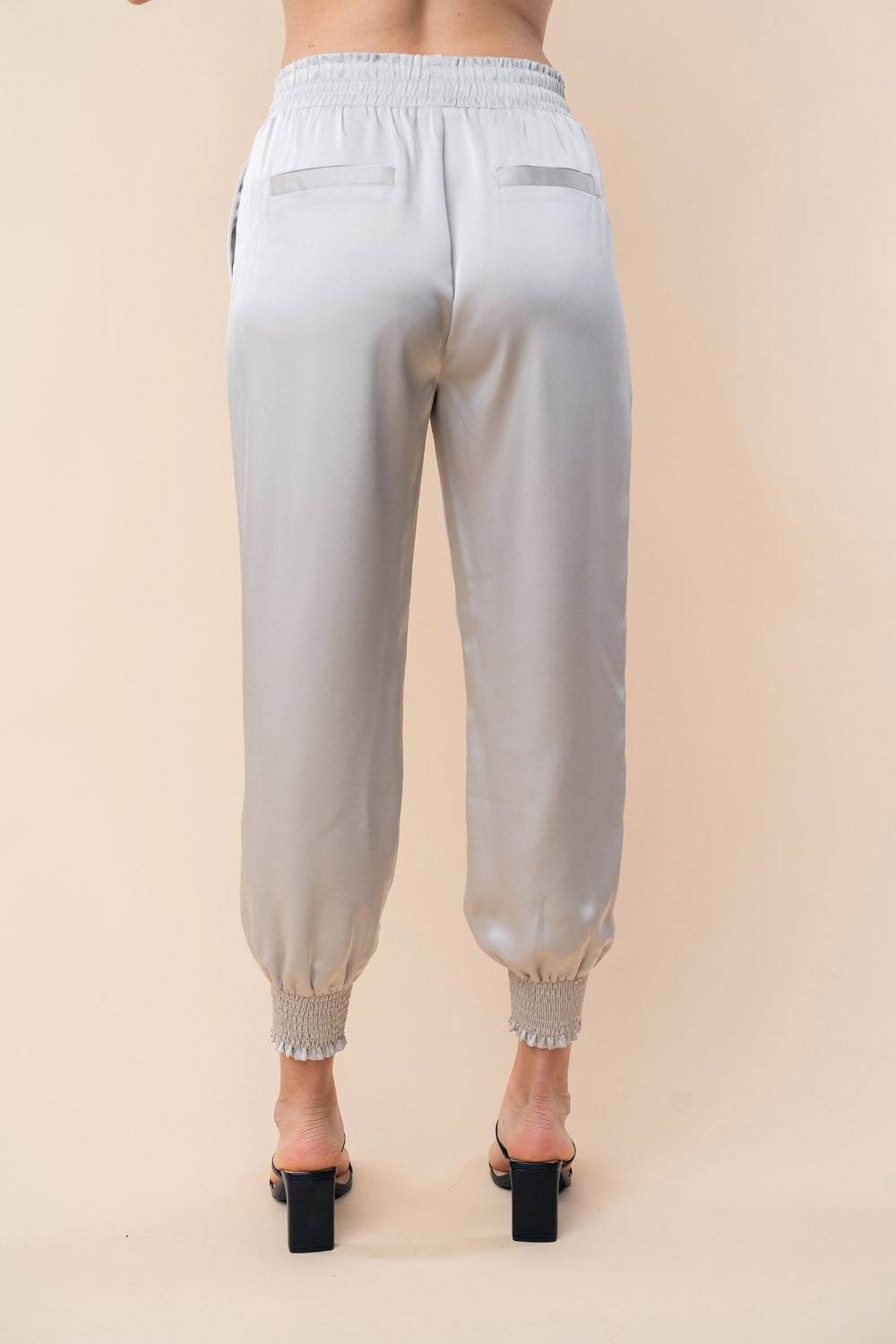 The Satin Smock Pants in Lt Grey