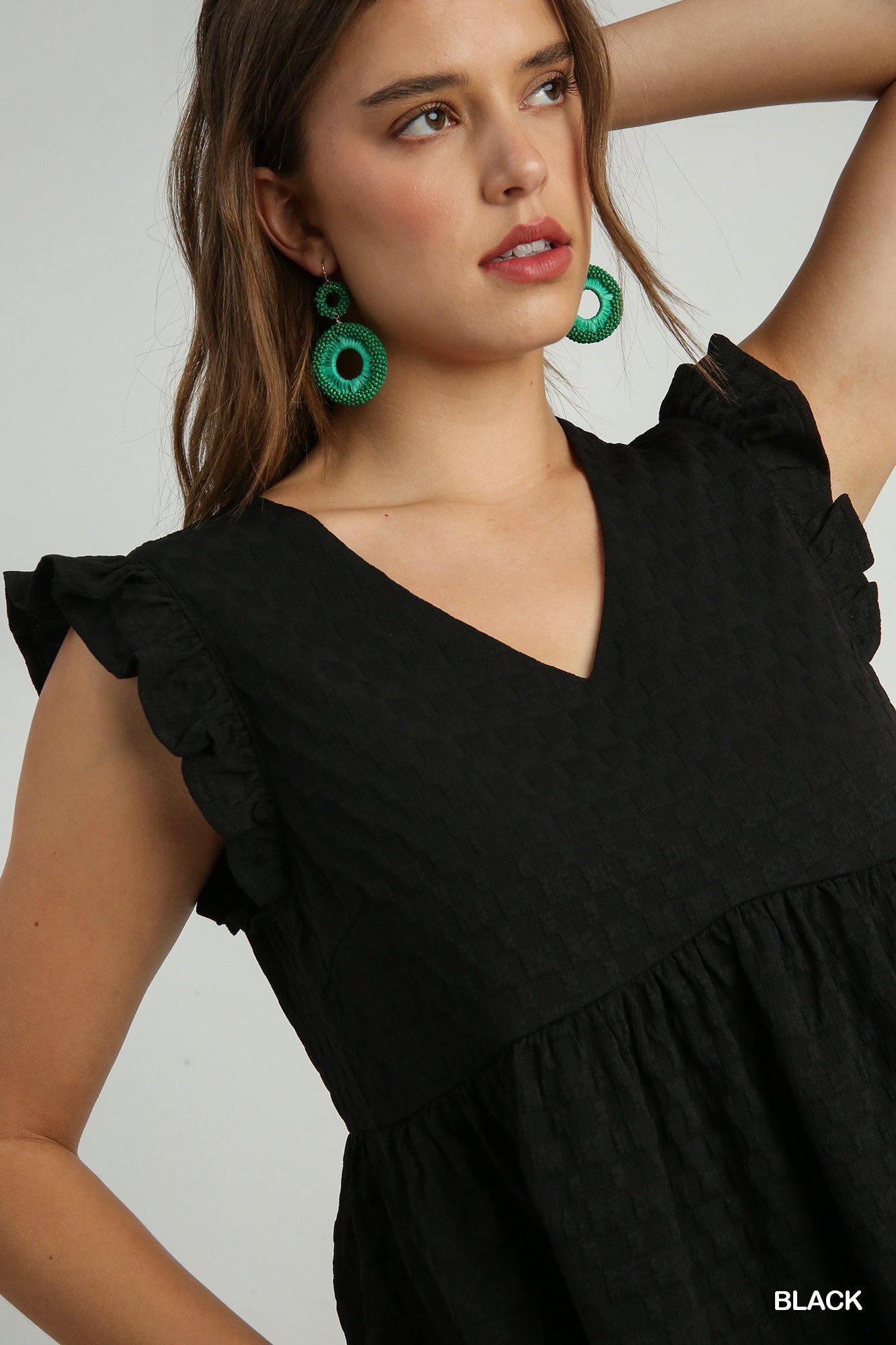 Jacquard Black Baby Doll Dress