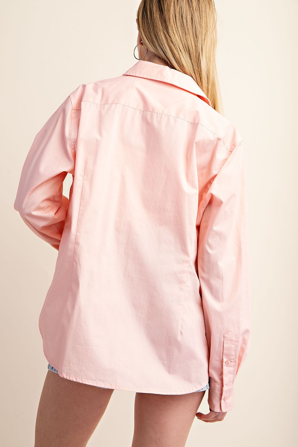 Pink Collar Oversized Button Up Shirt