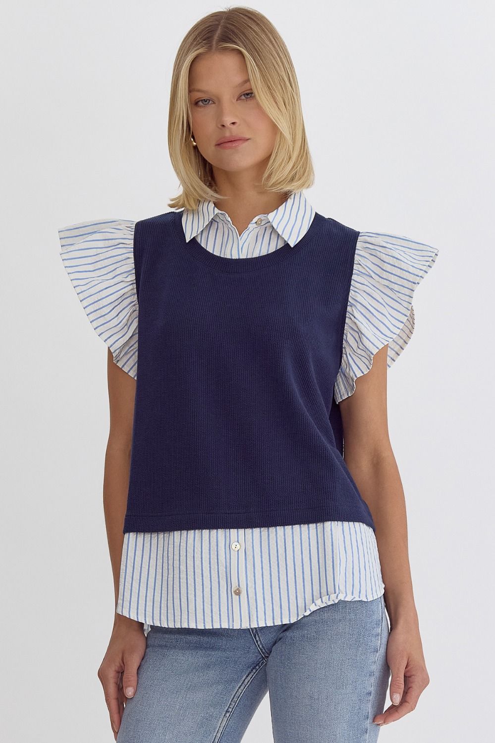 Preppy Girl Ruffle Sleeve Vest