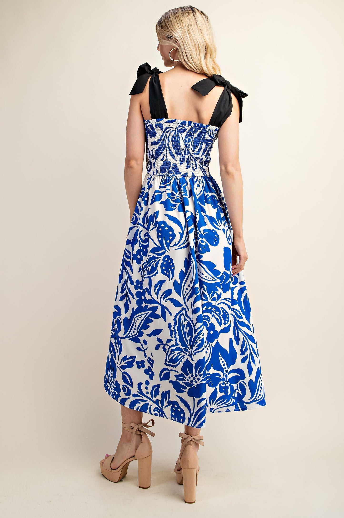 Gigi Printed Midi Dress with Smocked Top