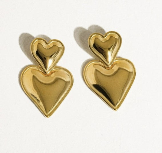 Tove 18K Non-Tarnish Layered Heart Earring