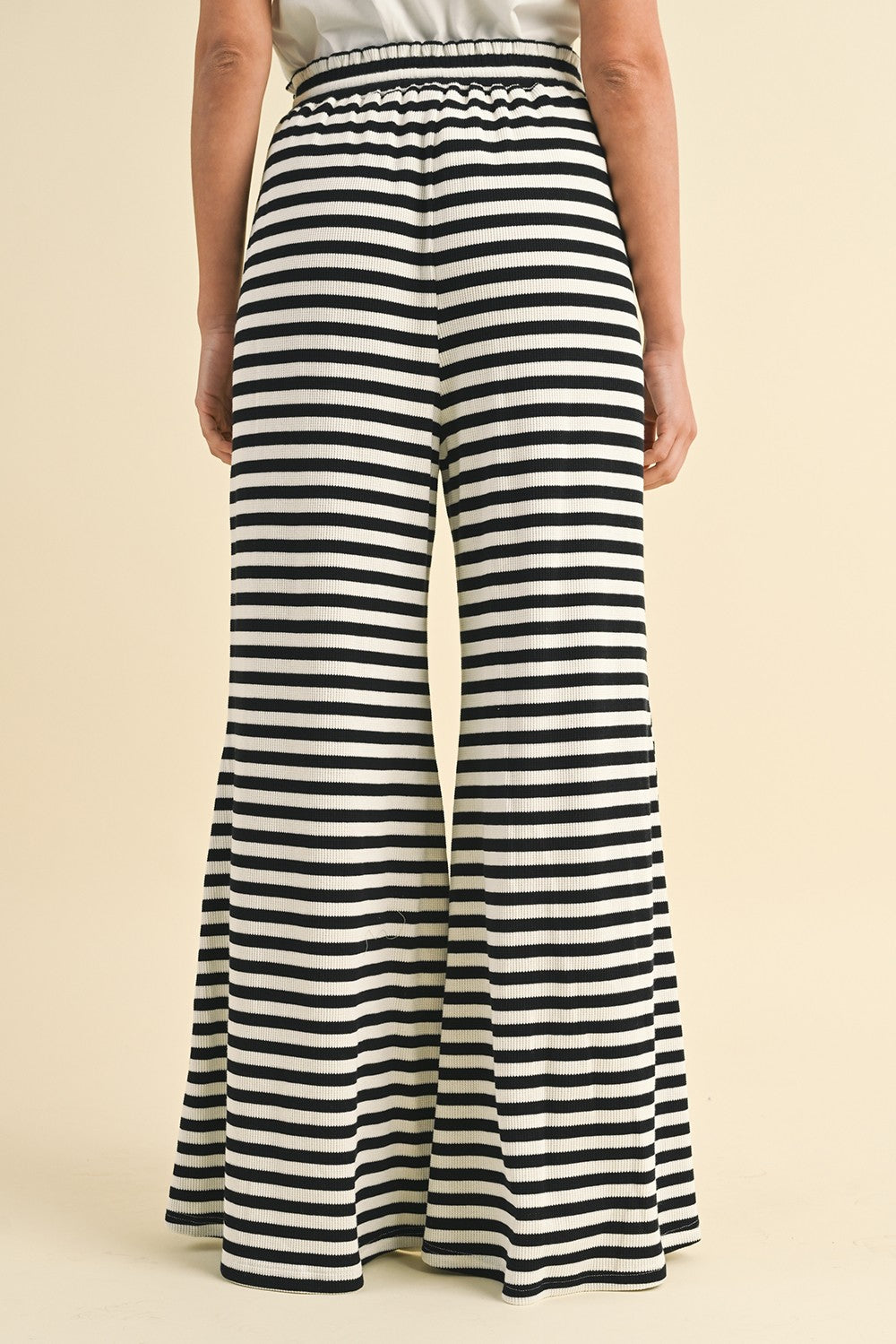 WAFFLE TEXTURED STRIPE PALAZZO PANTS