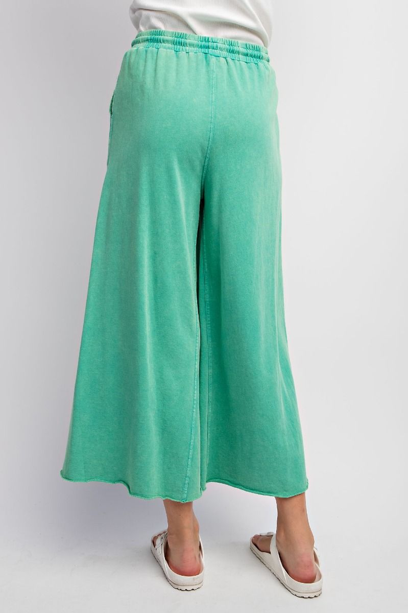 EASEL WASHED TERRY KNIT WIDE PANTS EVERGREEN