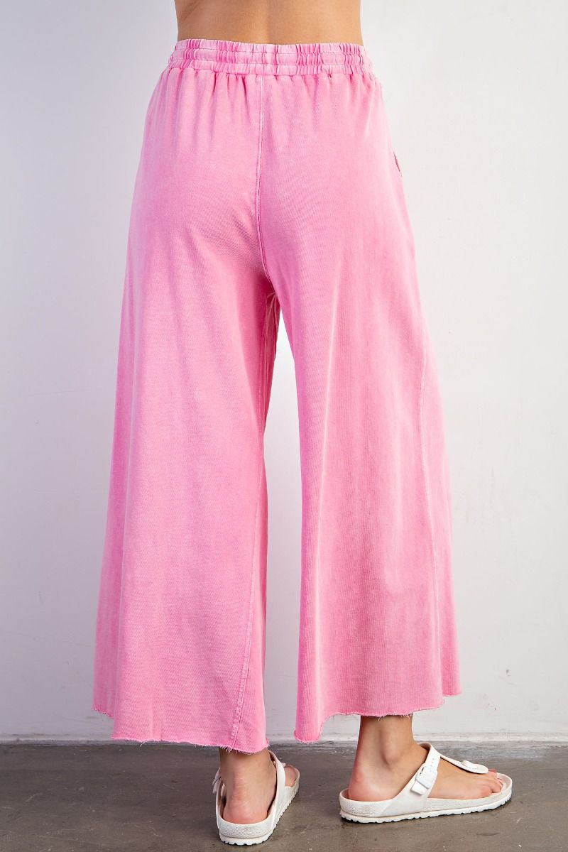 EASEL WASHED TERRY KNIT WIDE PANTS BARBIE PINK