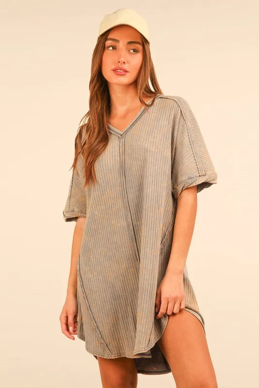 VERY J Plus Size Mineral Washed Ribbed Knit Mini Dress – The Savage Closet