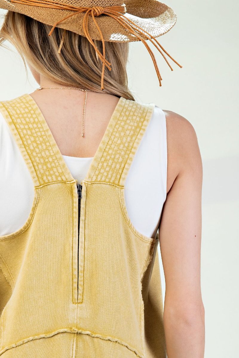 Easel MUSTARD TERRY KNIT JUMPSUIT
