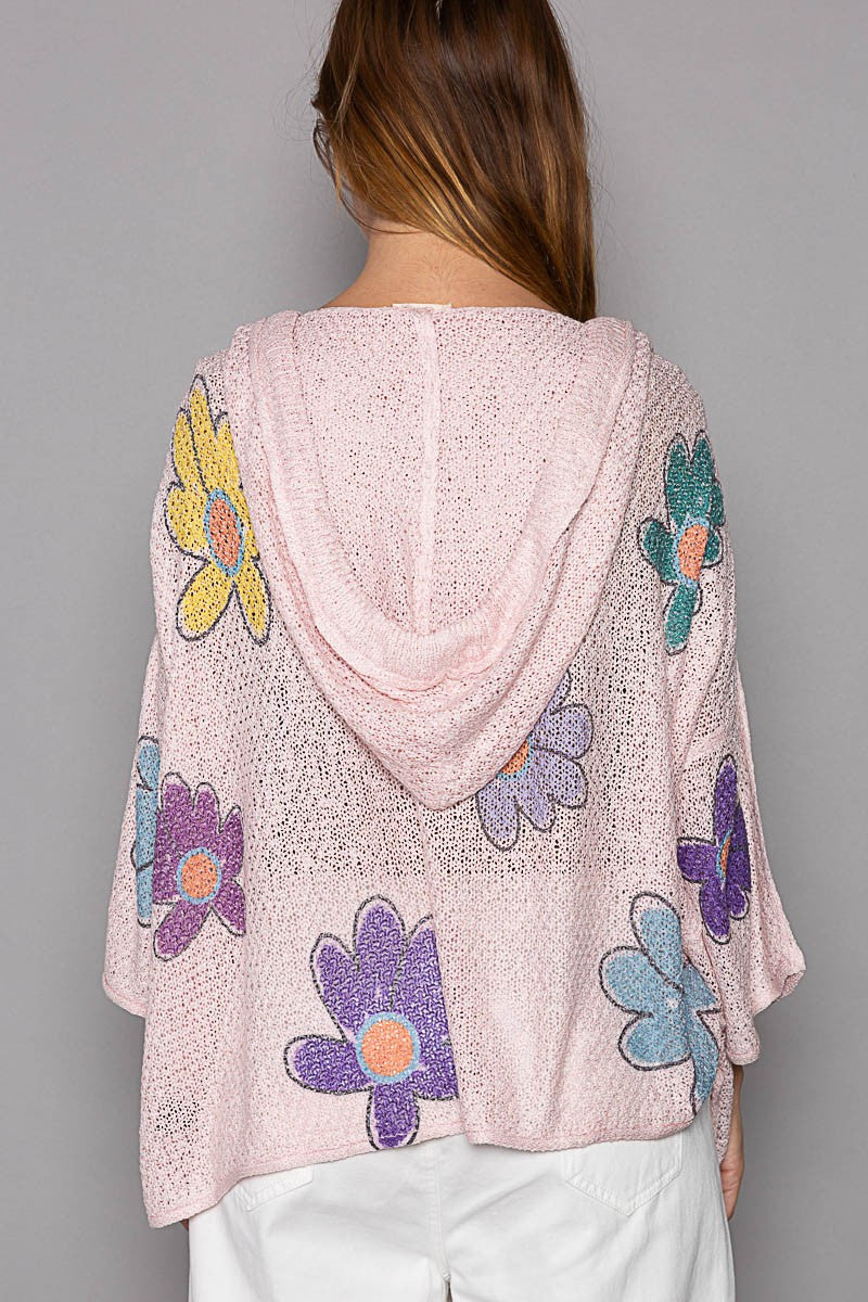 Flower Power Hooded Light Weight Sweater