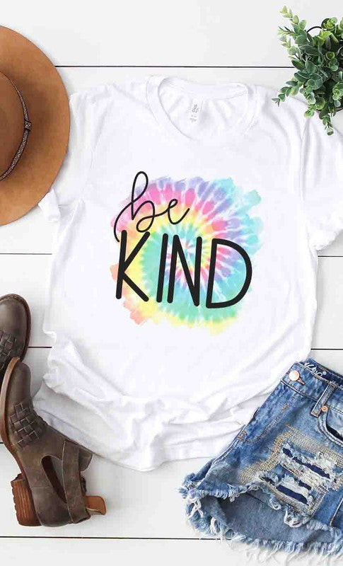 Tie-Dye behind Be Kind graphic tee PLUS