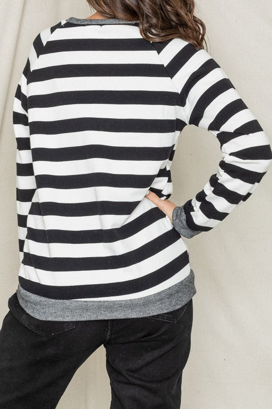 Plus Stripe V- Stich Tunic