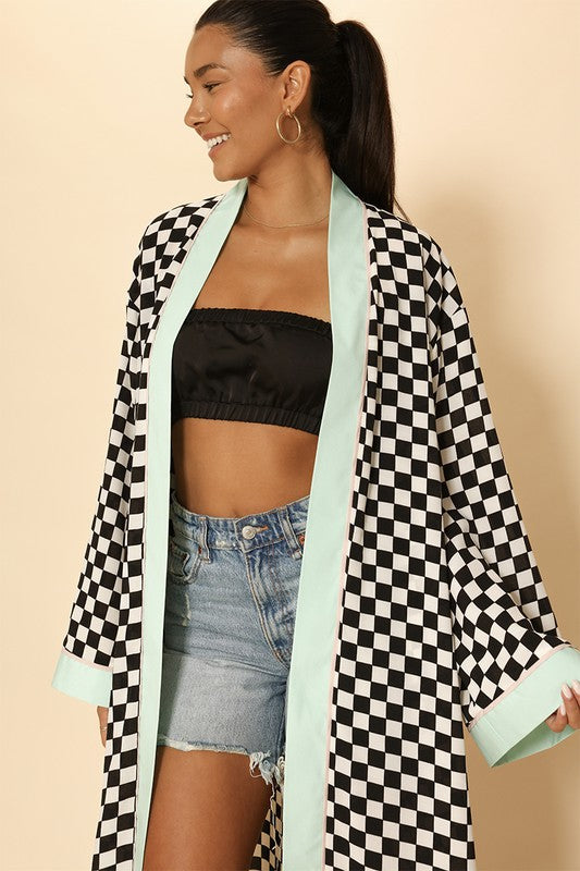 Checkered kimono