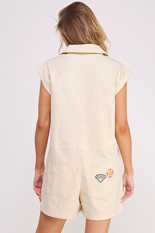 COTTON TWILL UTILITY ROMPER