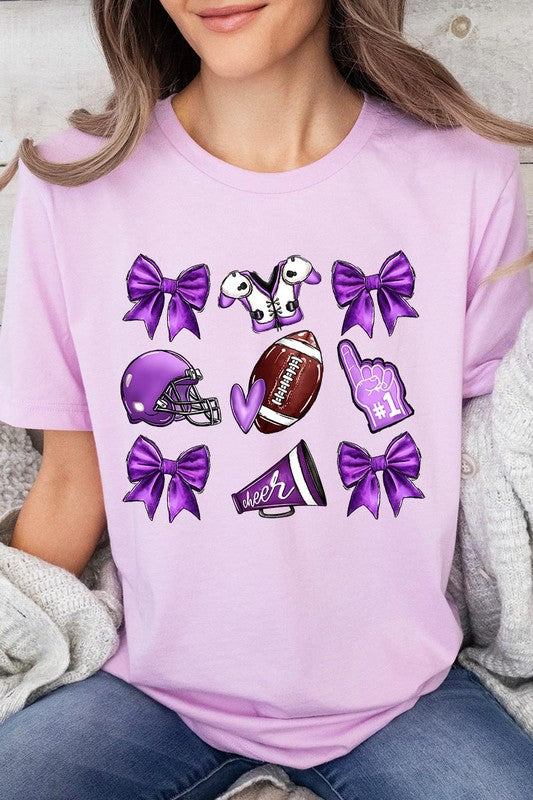 Purple Coquette Football Graphic Tee