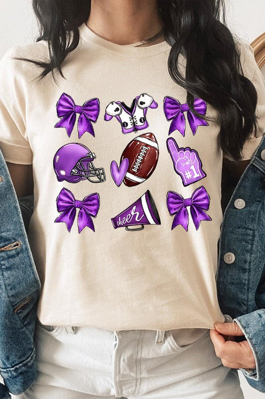 Purple Coquette Football Graphic Tee