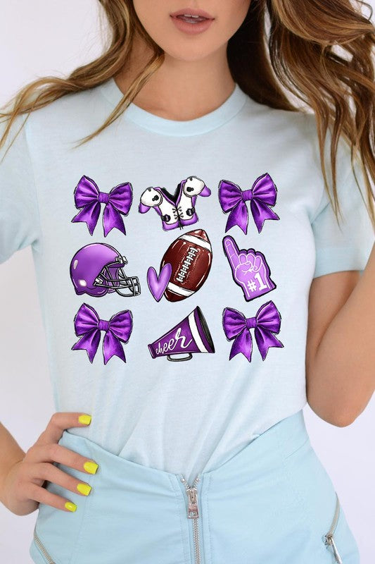 Purple Coquette Football Graphic Tee