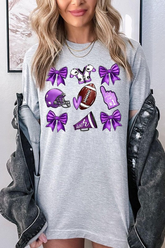 Purple Coquette Football Graphic Tee