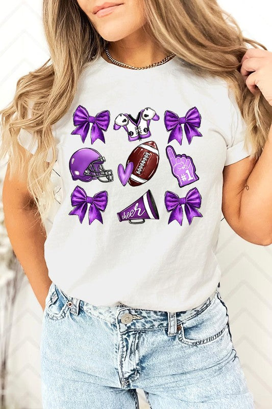 Purple Coquette Football Graphic Tee