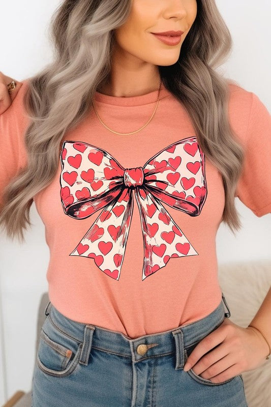 Heart Coquette Bow Valentine's Graphic Tee