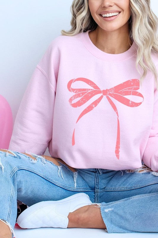 Pink Valentine Bow Graphic Sweatshirt