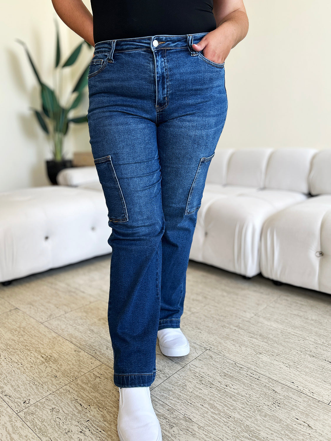 Judy Blue Full Size High Waist Straight Cargo Jeans