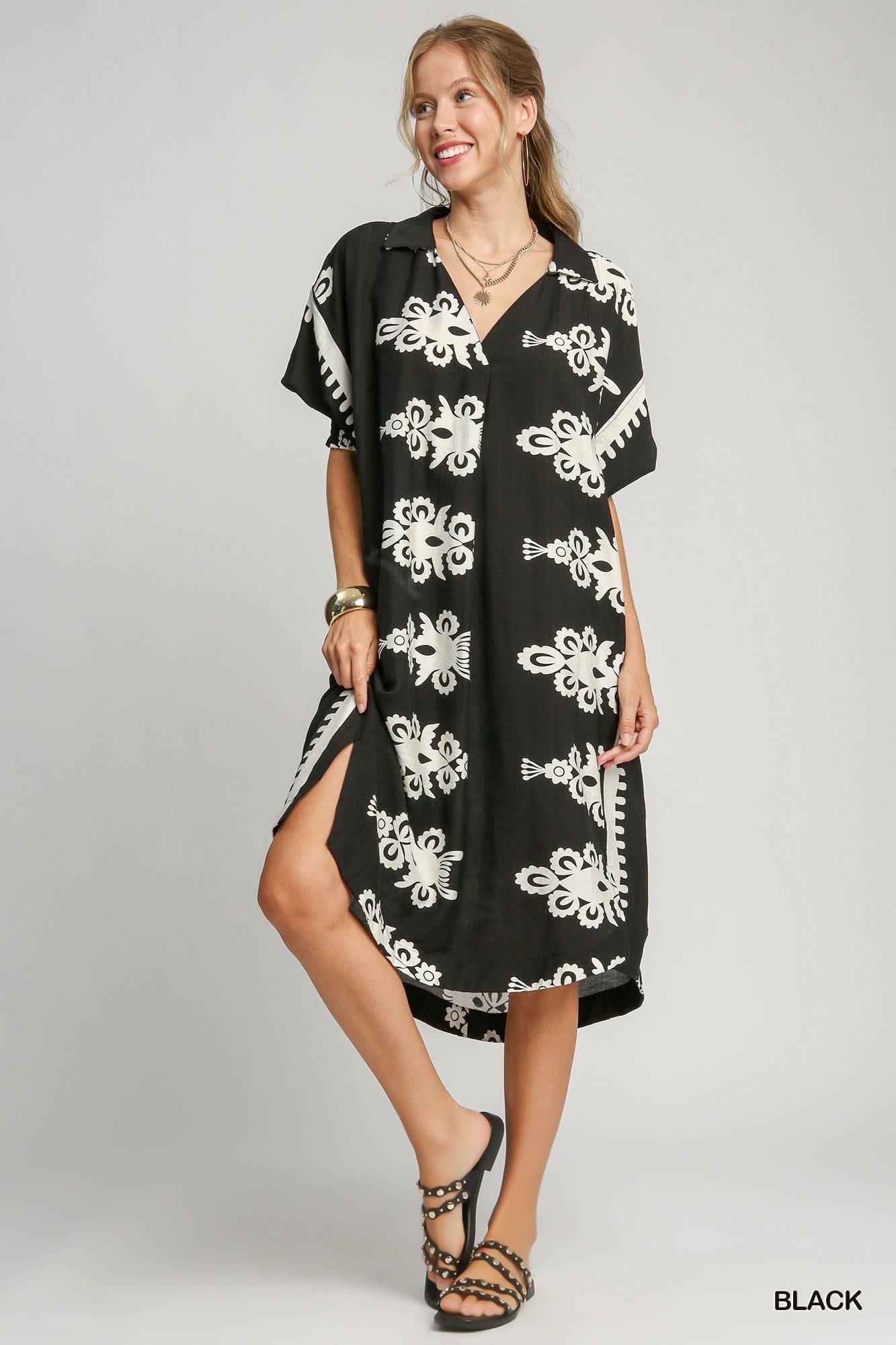 Anna Abstract Print Midi Dress