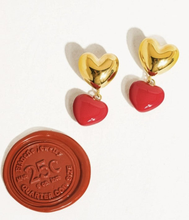Arcane 18K Gold Non-Tarnish Vintage Heart Earring