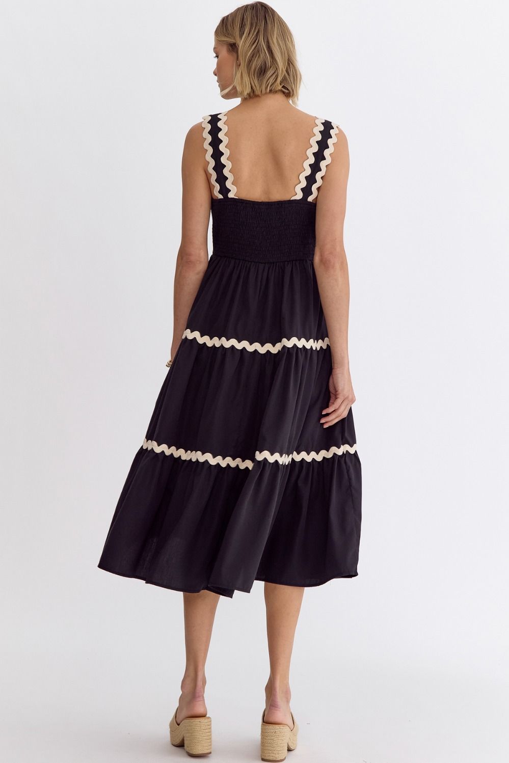 The Summer Nights Solid Square Neck Midi Dress