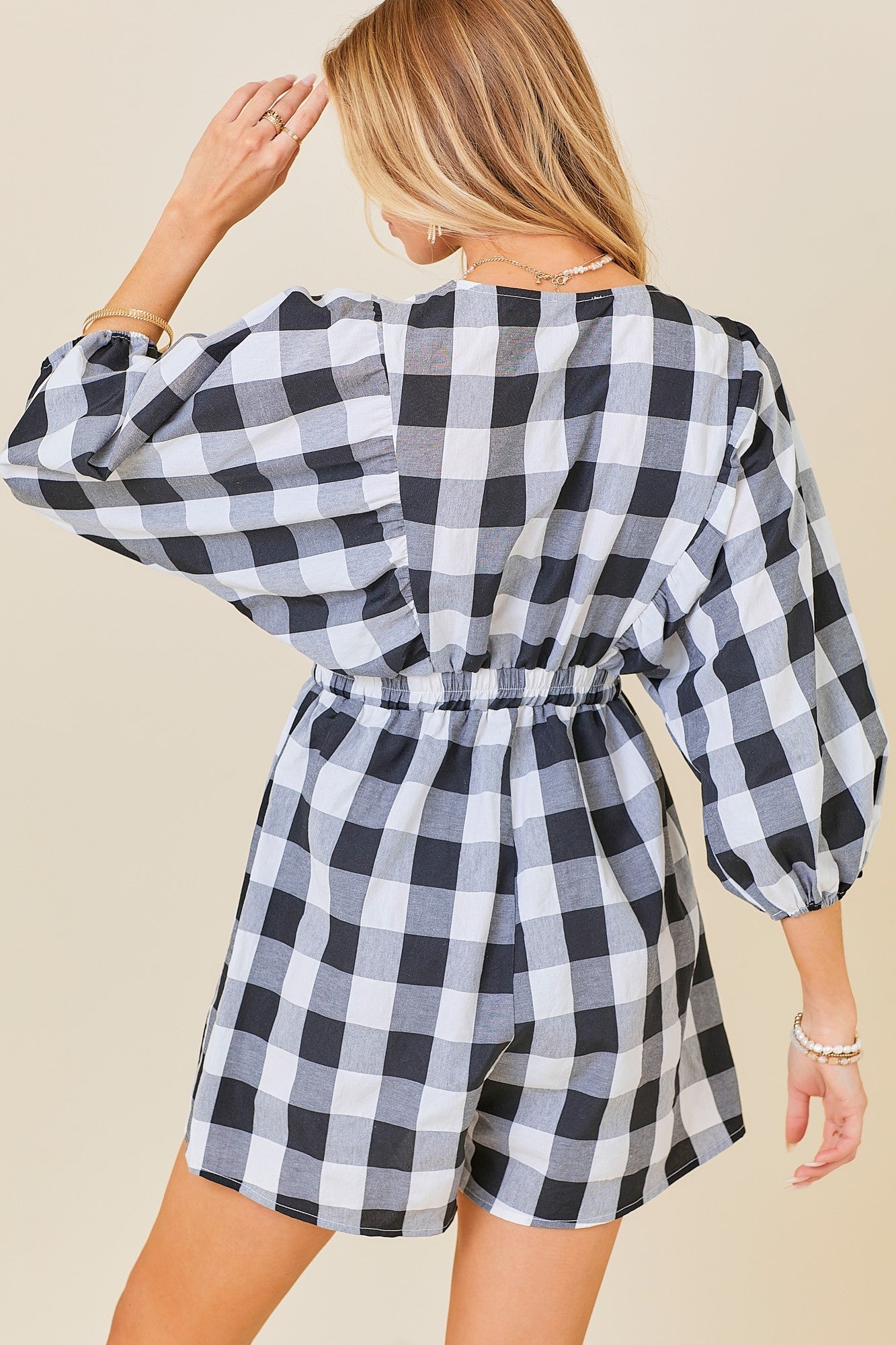 The Black Gingham Romper