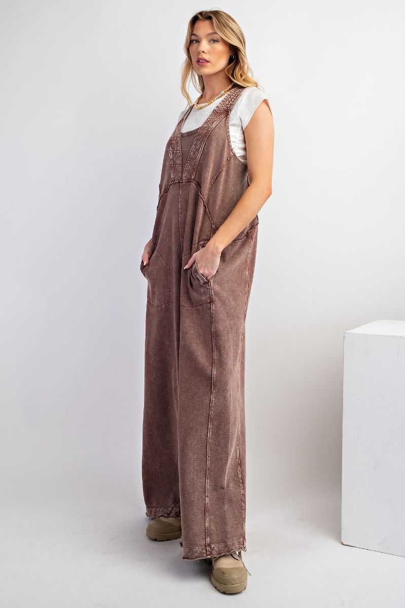 Easel CHOCOLATE TERRY KNIT JUMPSUIT