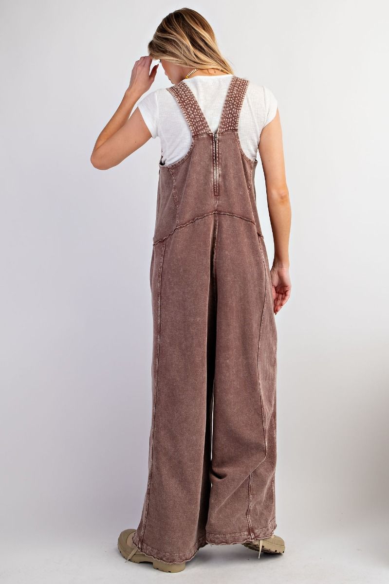 Easel CHOCOLATE TERRY KNIT JUMPSUIT