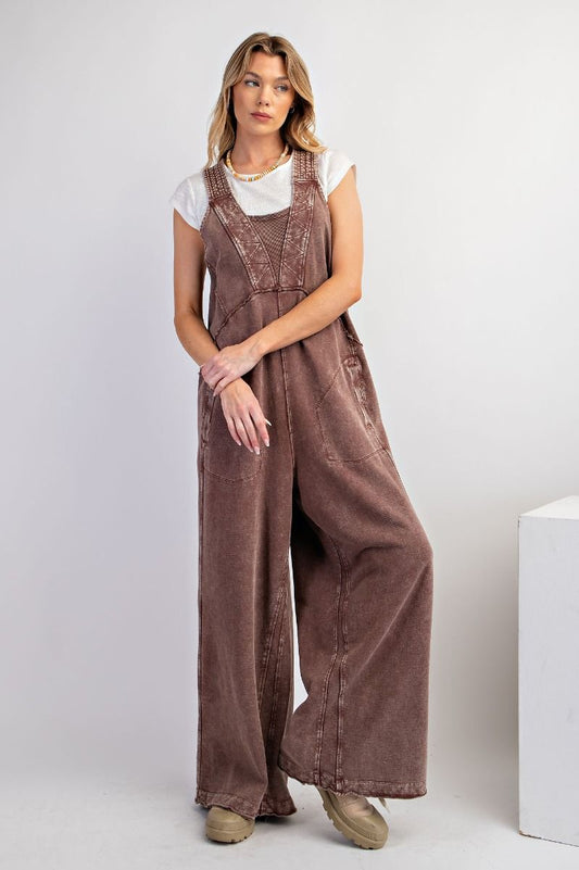 Easel CHOCOLATE TERRY KNIT JUMPSUIT