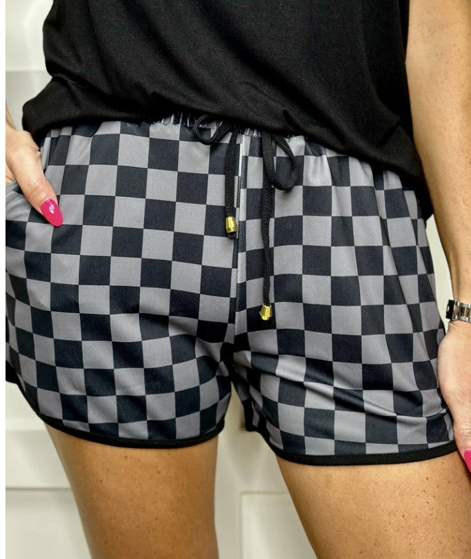 Check Back Checkered Drawstring Everyday Shorts