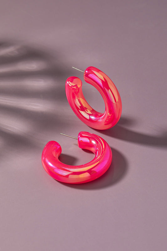 Color Jelly Hoop Earrings FUSCHIA