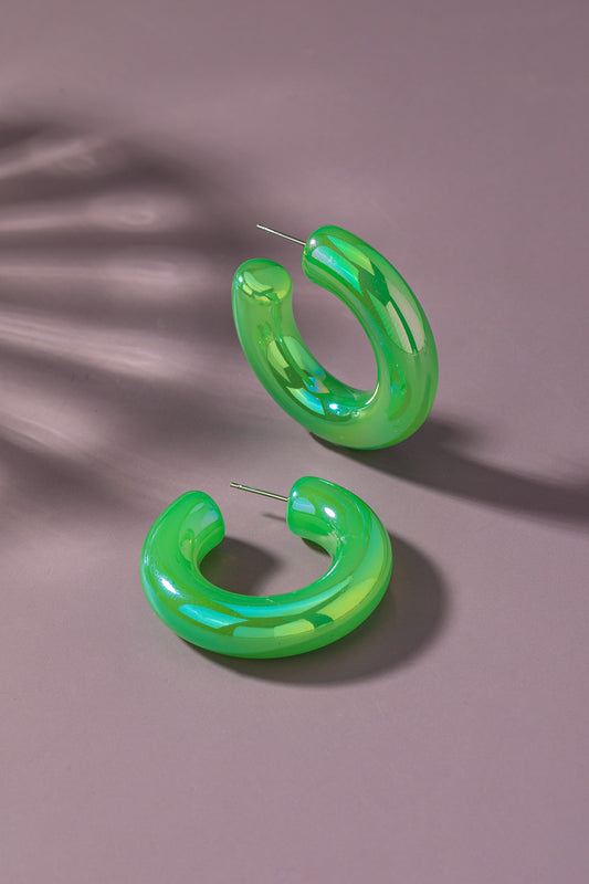 Color Jelly Hoop Earrings GREEN