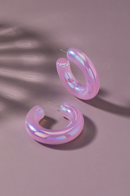 Color Jelly Hoop Earrings LAVENDER