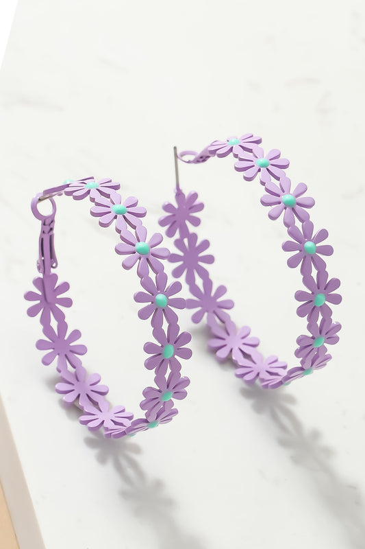 Purple Daisy Hoops