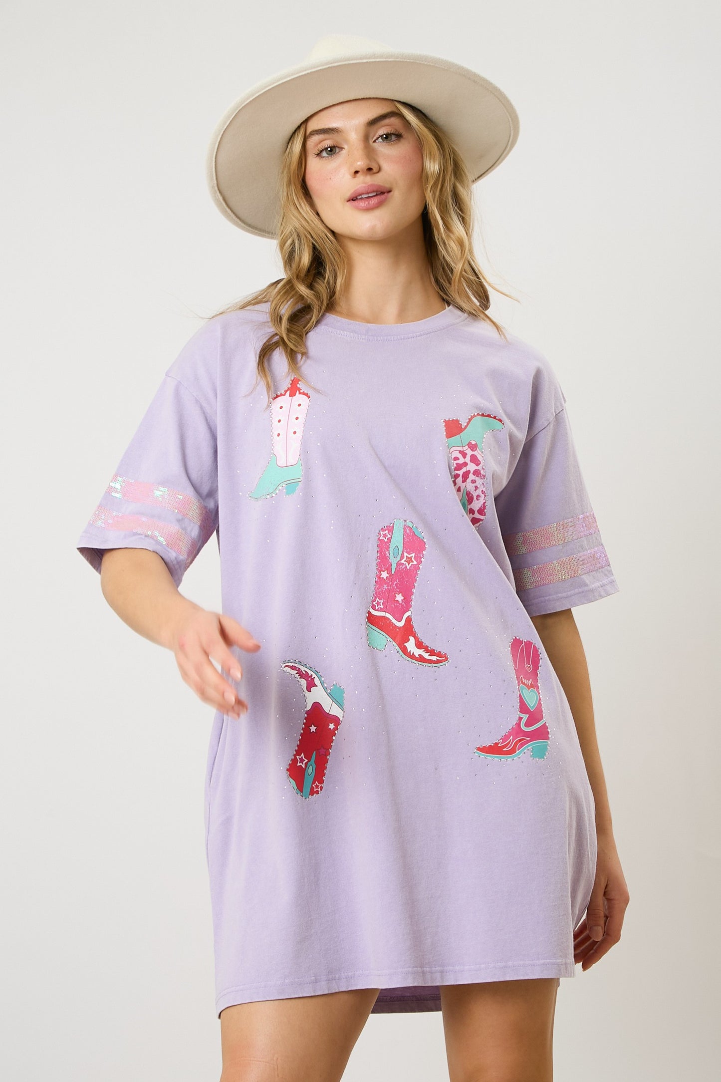 Cowboy Boots Print T-Shirt Dress