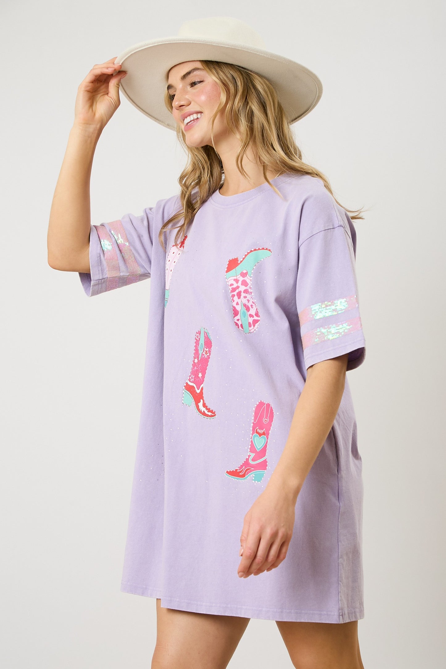 Cowboy Boots Print T-Shirt Dress