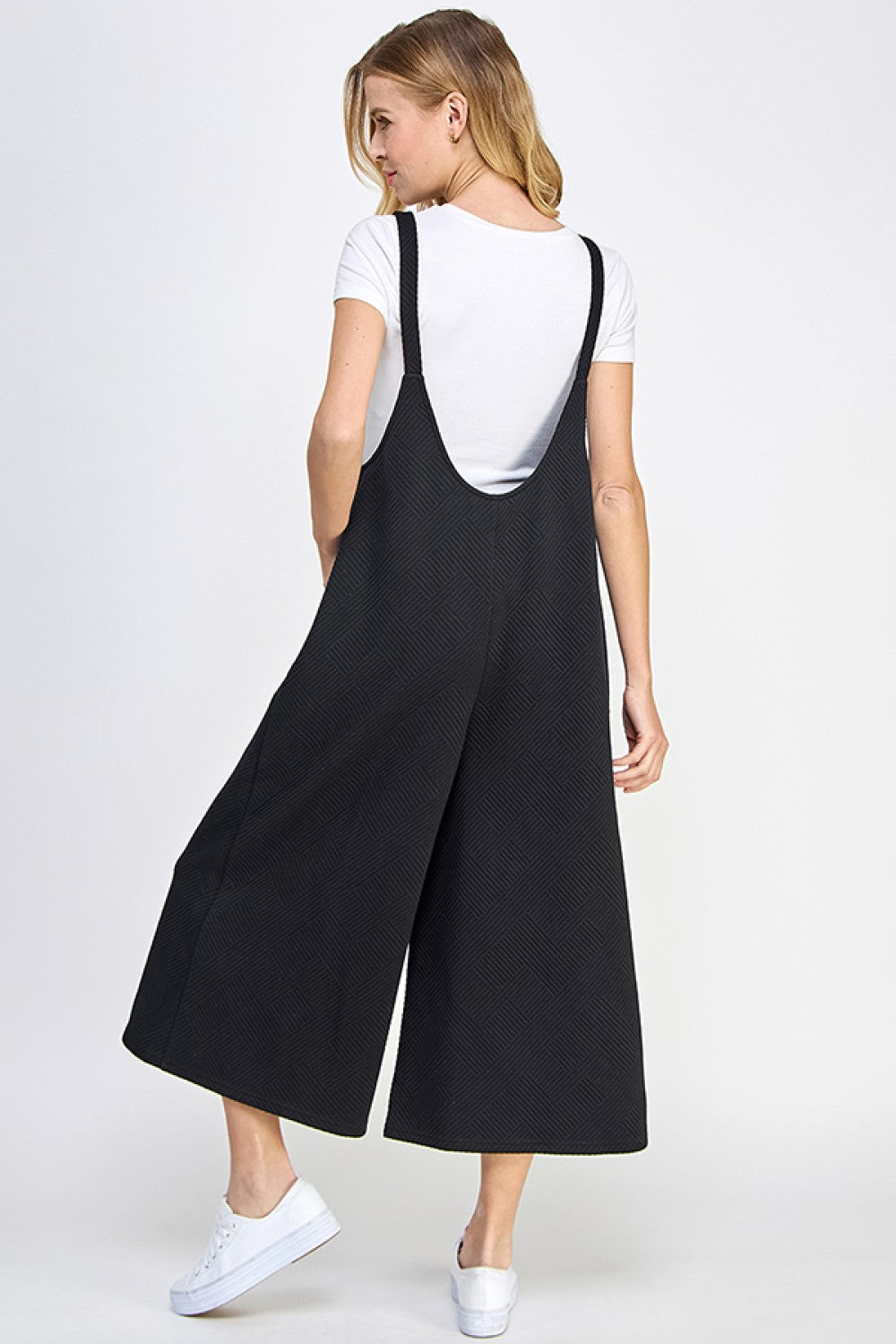 The Sunny Day Navy Blue Textured Short Overall Pants