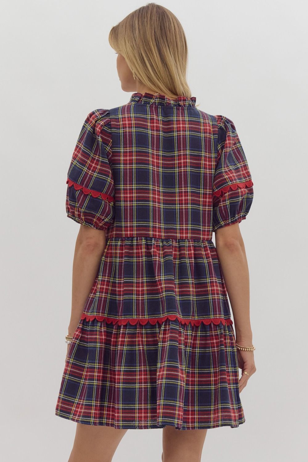 Mad About Plaid Navy Tiered Dress