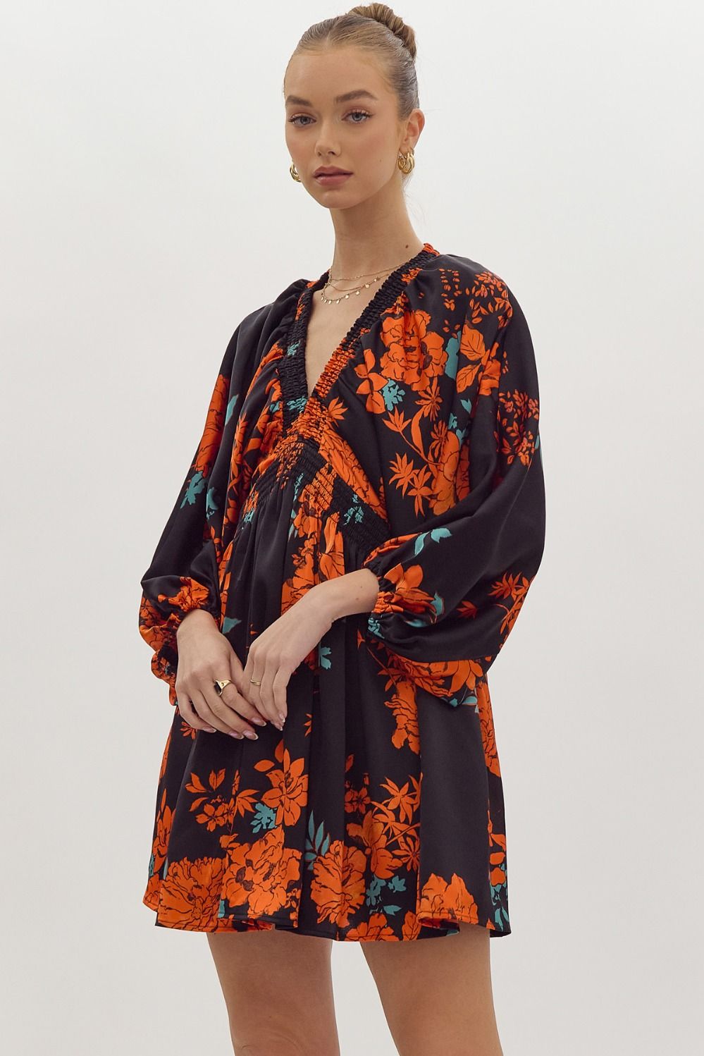 Jada Satin V-Neck Mini Dress