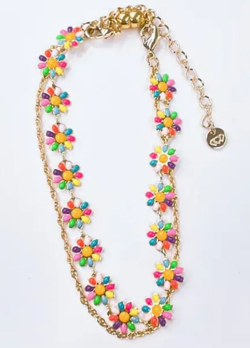 Daisy Bright Rainbow Anklet by Treasure Jewels