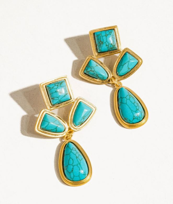 Dune 18K Gold Western Turquoise Stone Earring