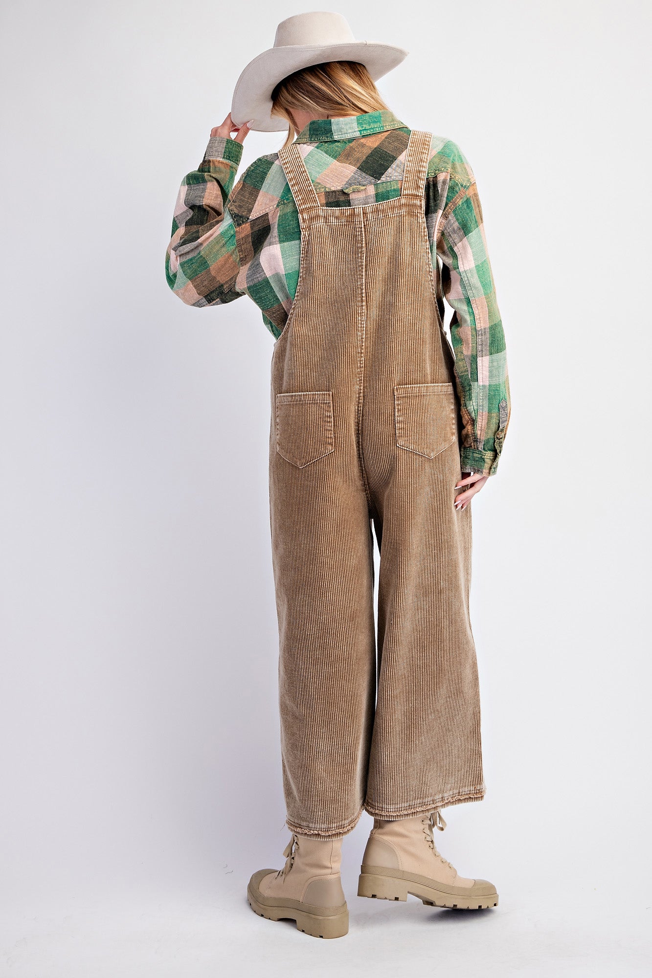 Easel Walnut Corduroy Overalls