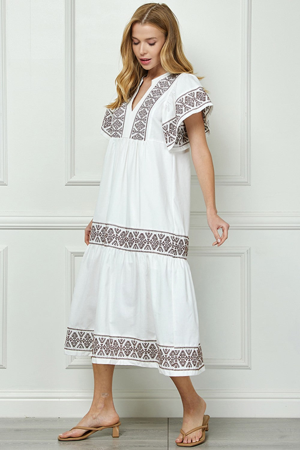 The Layla Embroidery Midi Dress